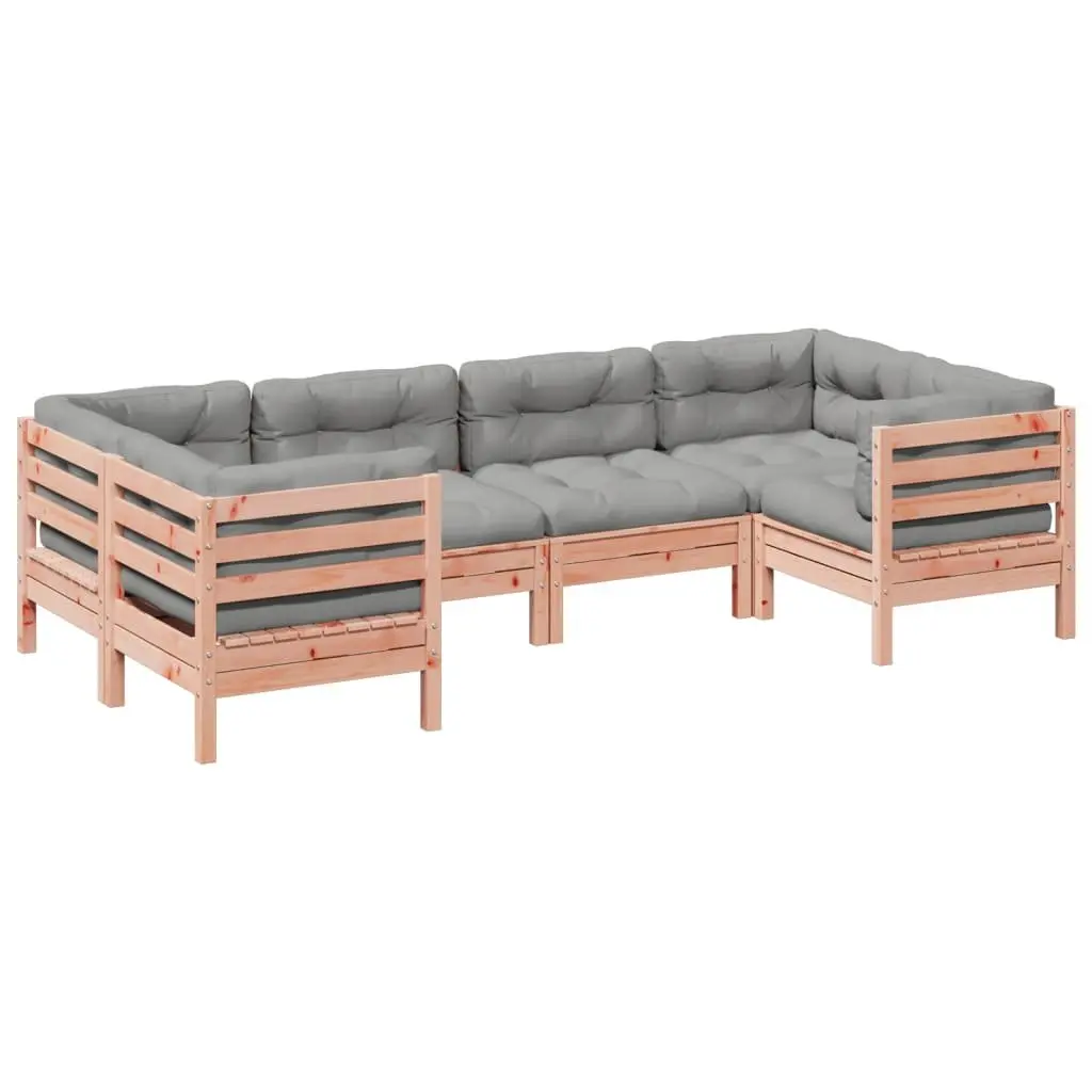 6 Piece Garden Sofa Set Outdoor Furniture with Cushions Solid Wood Patio Seating