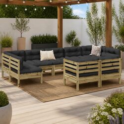 9 Piece Garden Sofa Set with Cushions, Brown Color