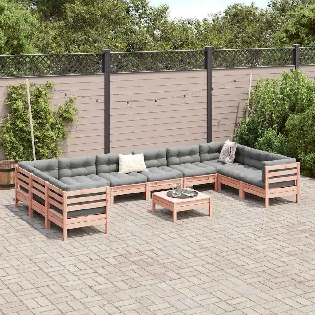 Garden Sofa Set 11 Piece Modular Outdoor Furniture with Cushions Wood Patio