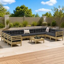 11 Piece Outdoor Sofa Set in Sturdy Pinewood