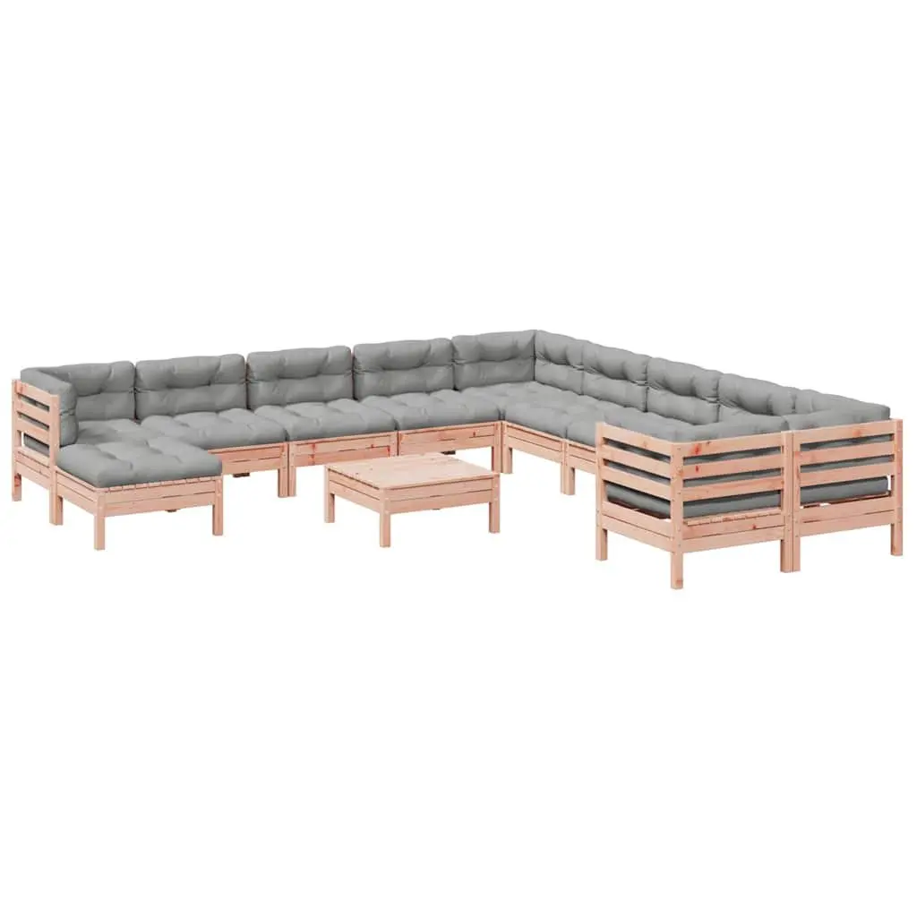 Garden Sofa Set Brown 12 Piece Modular Outdoor Furniture with Cushions