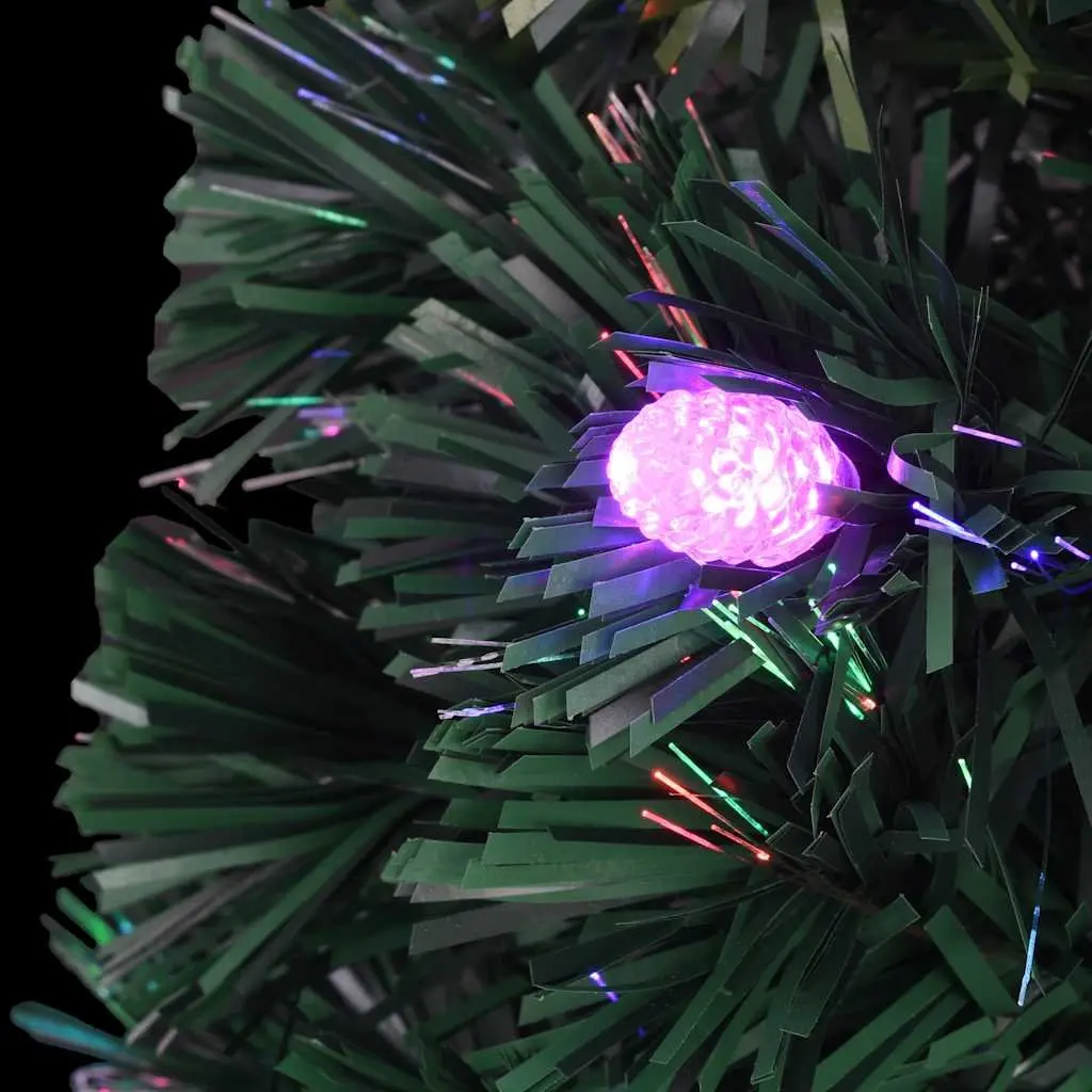 Pre-lit Artificial Christmas Tree Green 120cm Dual Lighting LED Fibre Optic with Star Light and Stand