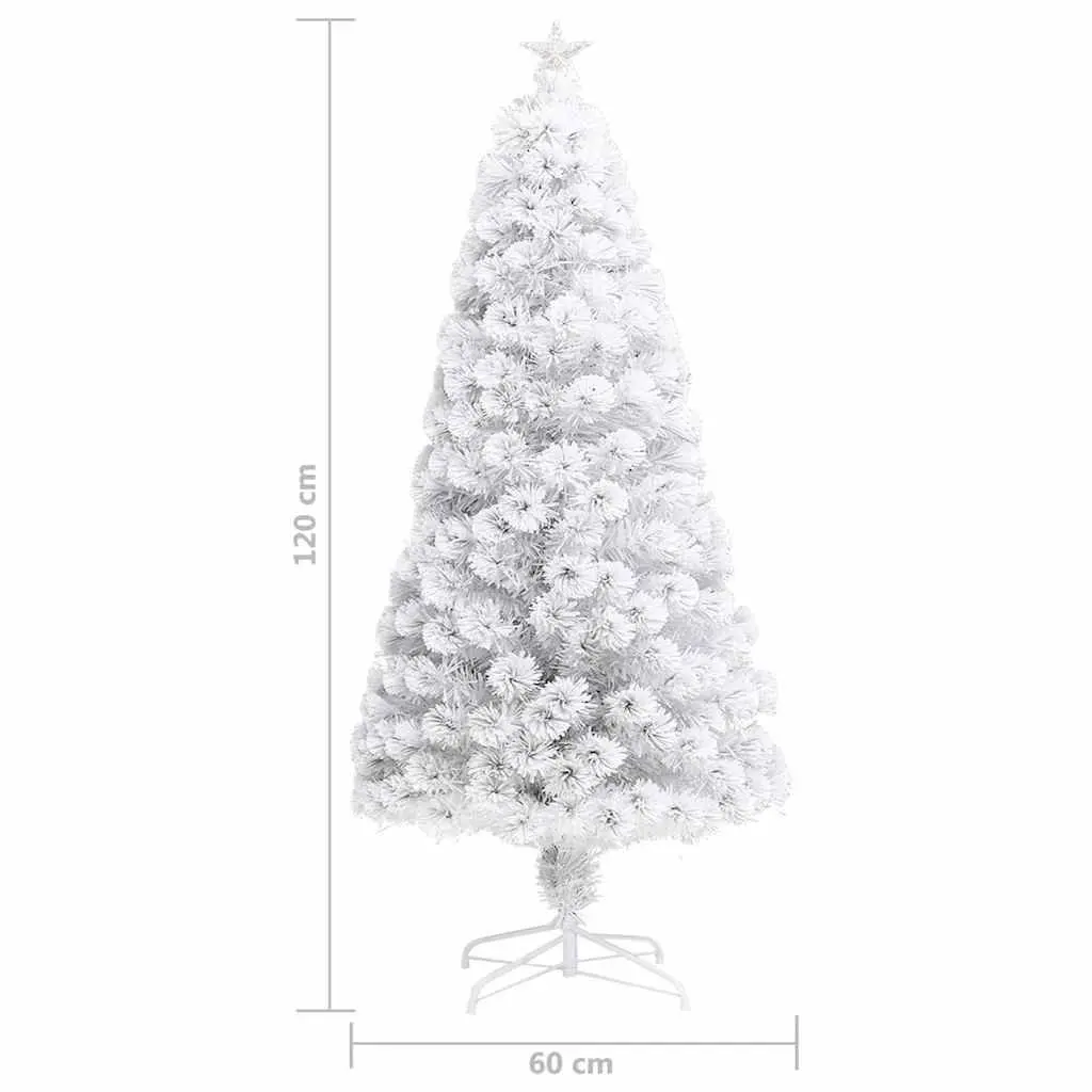 Artificial Christmas Tree White 120cm Pre-lit LED Fibre Optic Dual Lighting