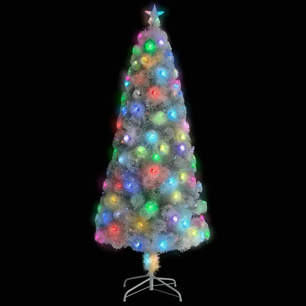 Artificial Christmas Tree White 180cm Pre-lit Dual Lighting LED Fibre Optic