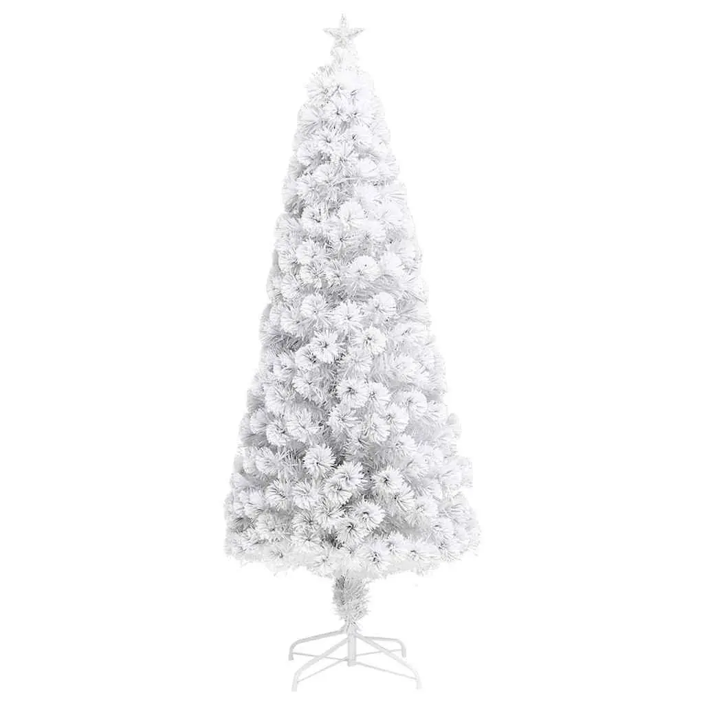 Artificial Christmas Tree White 210cm Pre-lit LED Fibre Optic Dual Lighting
