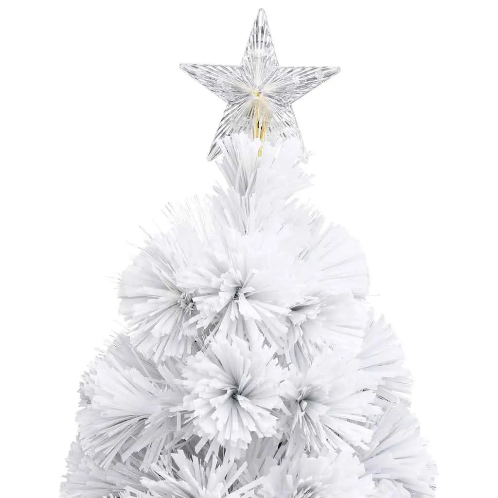 Artificial Christmas Tree White 210cm Pre-lit LED Fibre Optic Dual Lighting