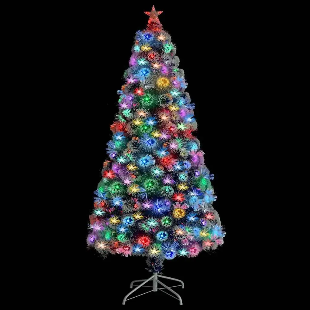 Artificial Christmas Tree White 120 cm Pre-lit LED Fibre Optic Dual Lighting