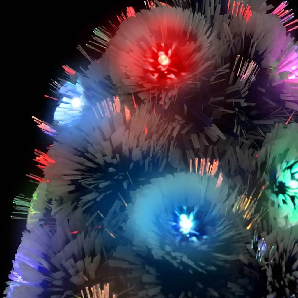 Artificial Christmas Tree White 120 cm Pre-lit LED Fibre Optic Dual Lighting
