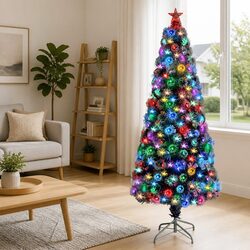 Compact 180cm White Pre-lit Christmas Tree for Festive Cheer