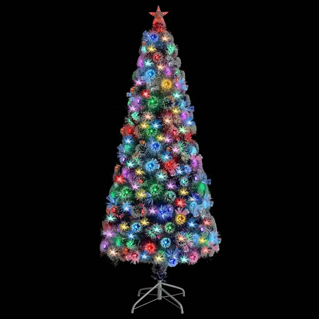 Artificial Christmas Tree White 180cm LED Fibre Optic Seasonal Decoration