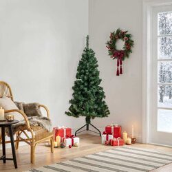 Corner Artificial Christmas Tree 120cm Green PVC Adjustable Branches Steel Stand