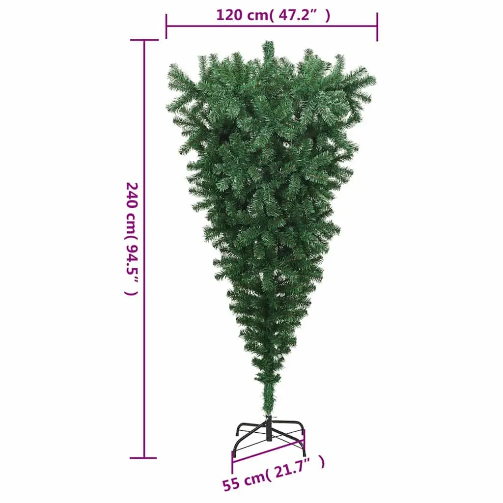 Upside-Down Artificial Christmas Tree with Stand Green 240cm Home Holiday Decor