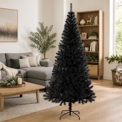 Compact 240cm Black PVC Christmas Tree for Any Space