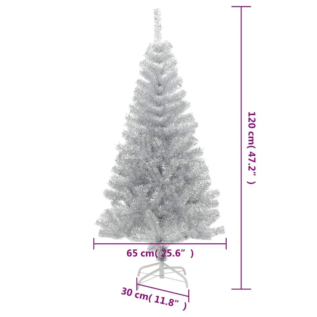 Artificial Christmas Tree Silver 120cm Shiny Seasonal Holiday Decorations Indoor