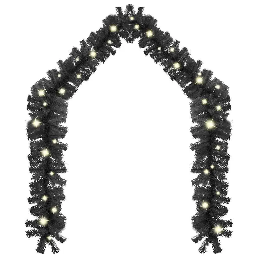 Christmas Garland with LED Lights 10m Black Decoration Stair Handrail Window