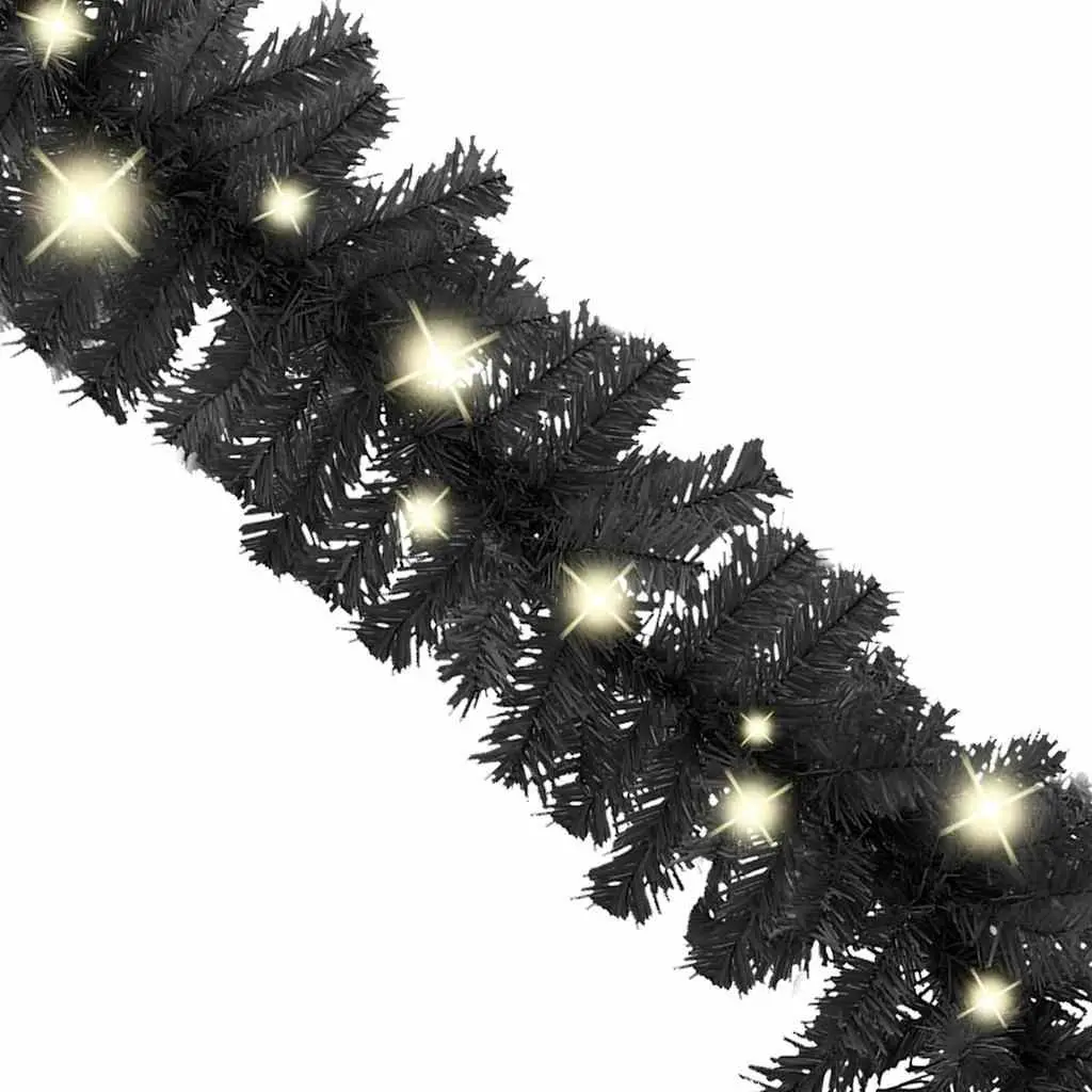 Christmas Garland with LED Lights 10m Black Decoration Stair Handrail Window