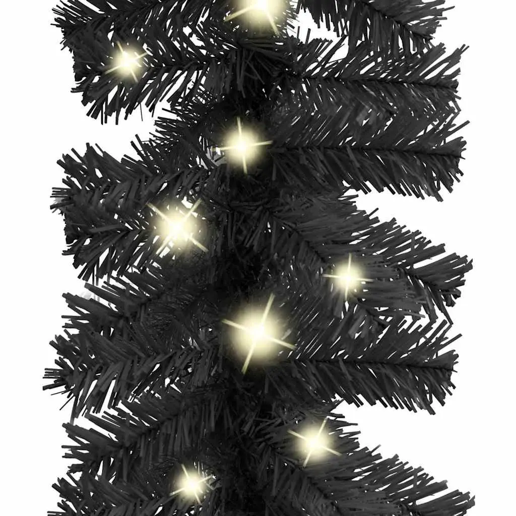 Christmas Garland with LED Lights 10m Black Decoration Stair Handrail Window