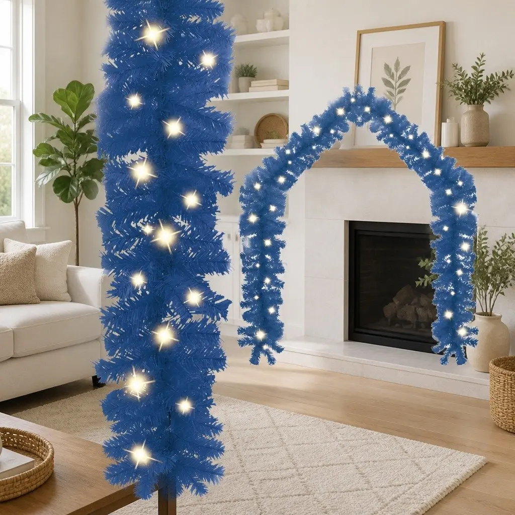 Blue Christmas Garland 20m LED Lights Holiday Decoration Indoor Outdoor Seasonal