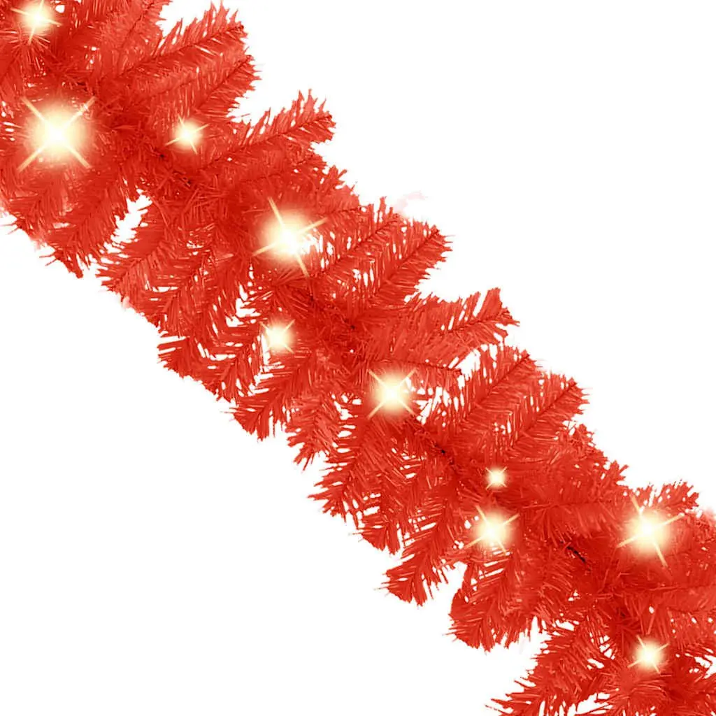 Red Christmas Garland with LED Lights 5m Holiday Decoration Staircase Window