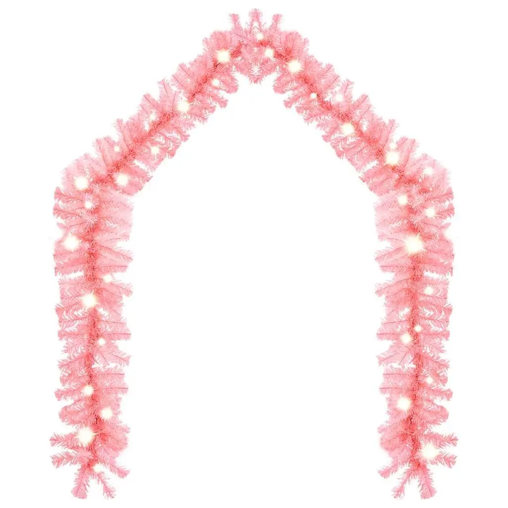 Pink Christmas Garland with LED Lights 10m Holiday Decoration Warm Festive