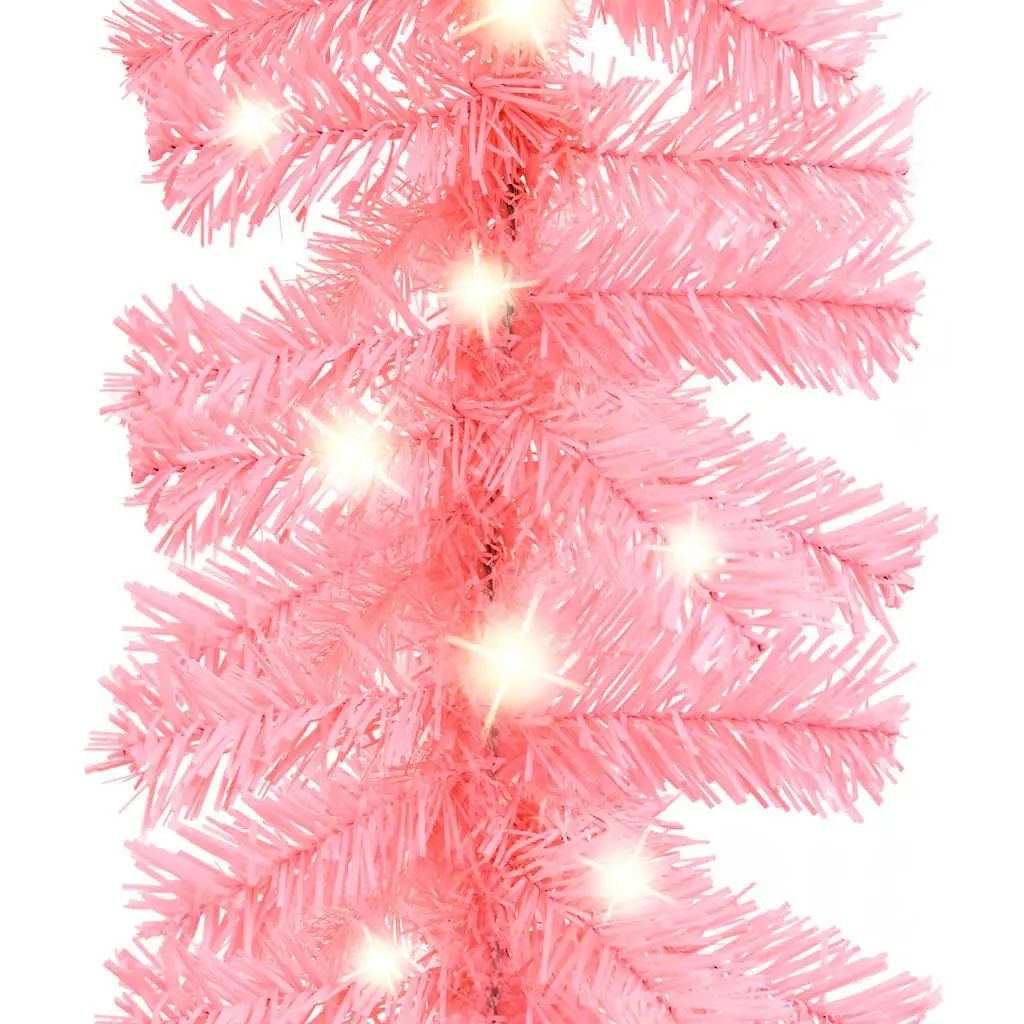 Pink Christmas Garland with LED Lights 10m Holiday Decoration Warm Festive