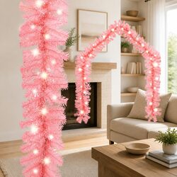 Concise and Bright 20m Pink Christmas Garland