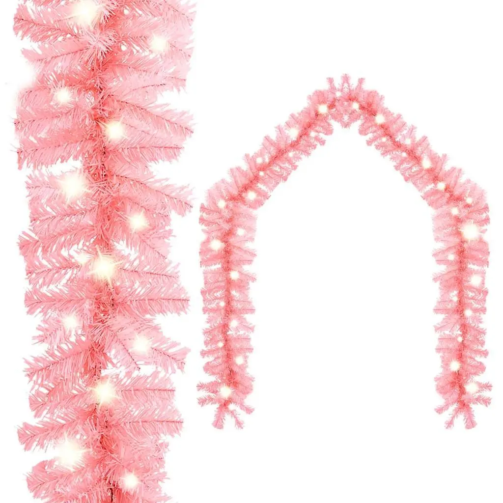 Christmas Garland with LED Lights 20m Pink Holiday Decoration Indoor Outdoor