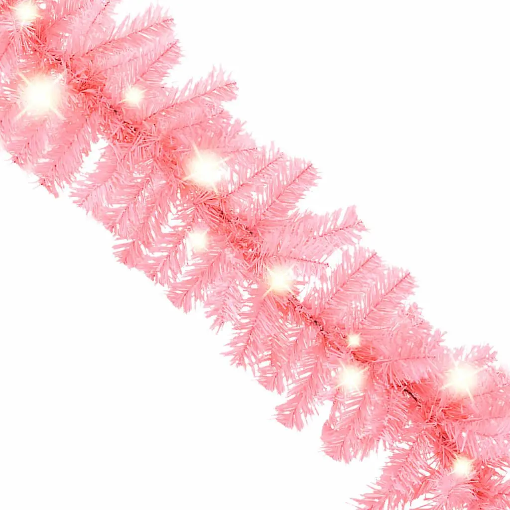 Christmas Garland with LED Lights 20m Pink Holiday Decoration Indoor Outdoor