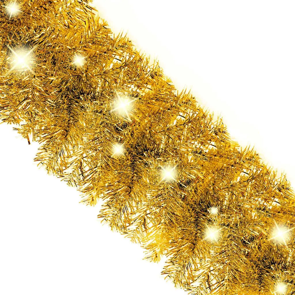 Christmas Garland with LED Lights 10m Gold Festive Holiday Decoration Hanging
