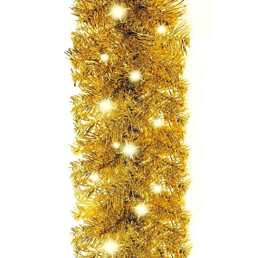 Christmas Garland with LED Lights 10m Gold Festive Holiday Decoration Hanging
