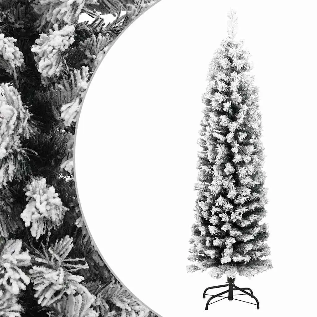 Slim Artificial Christmas Tree Green 120cm Flocked Snow Detailing