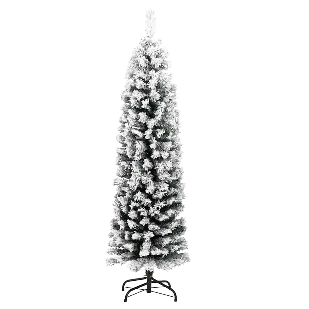 Slim Artificial Christmas Tree Green 120cm Flocked Snow Detailing