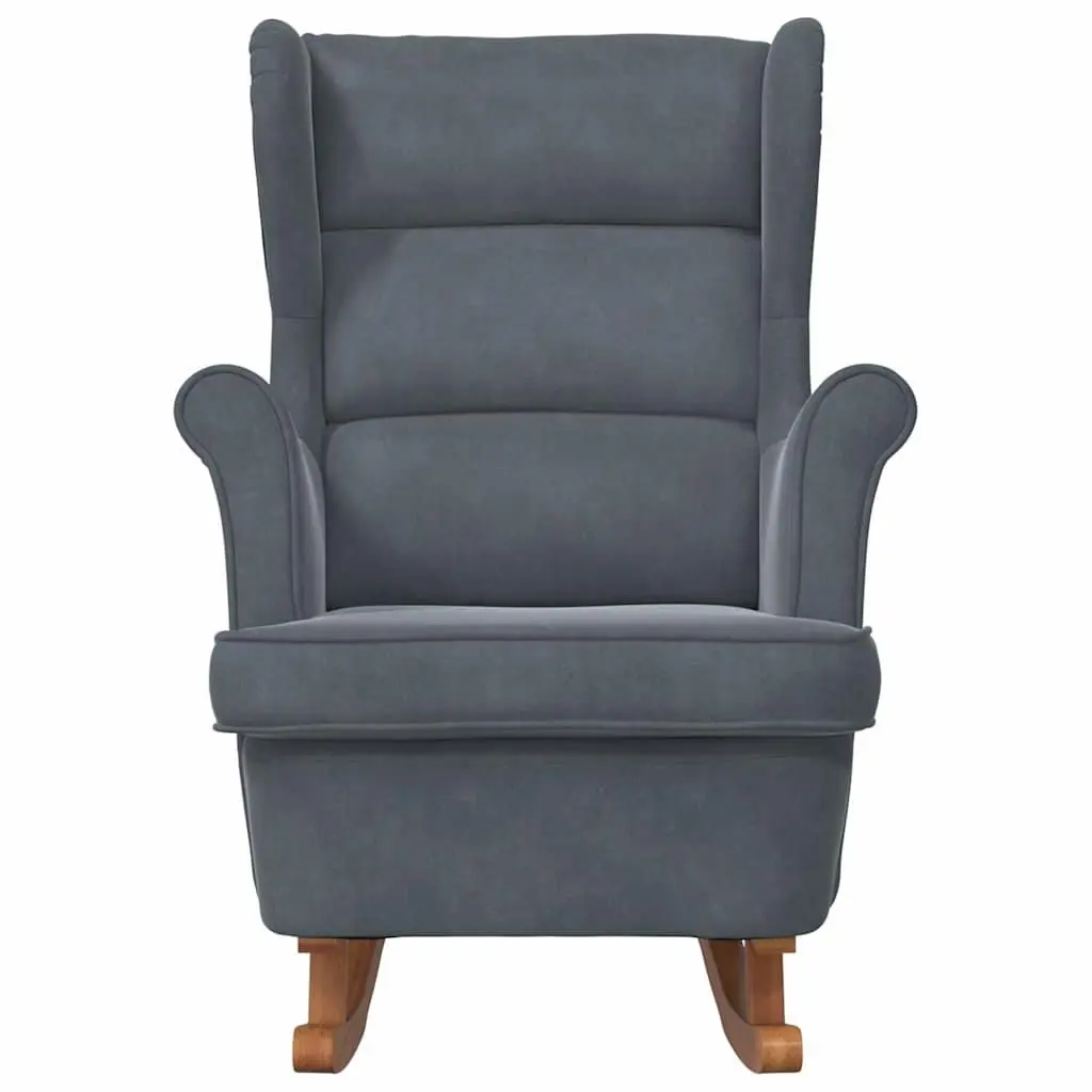Rocking Chair Grey Velvet Wingback Padded Foam Armchair