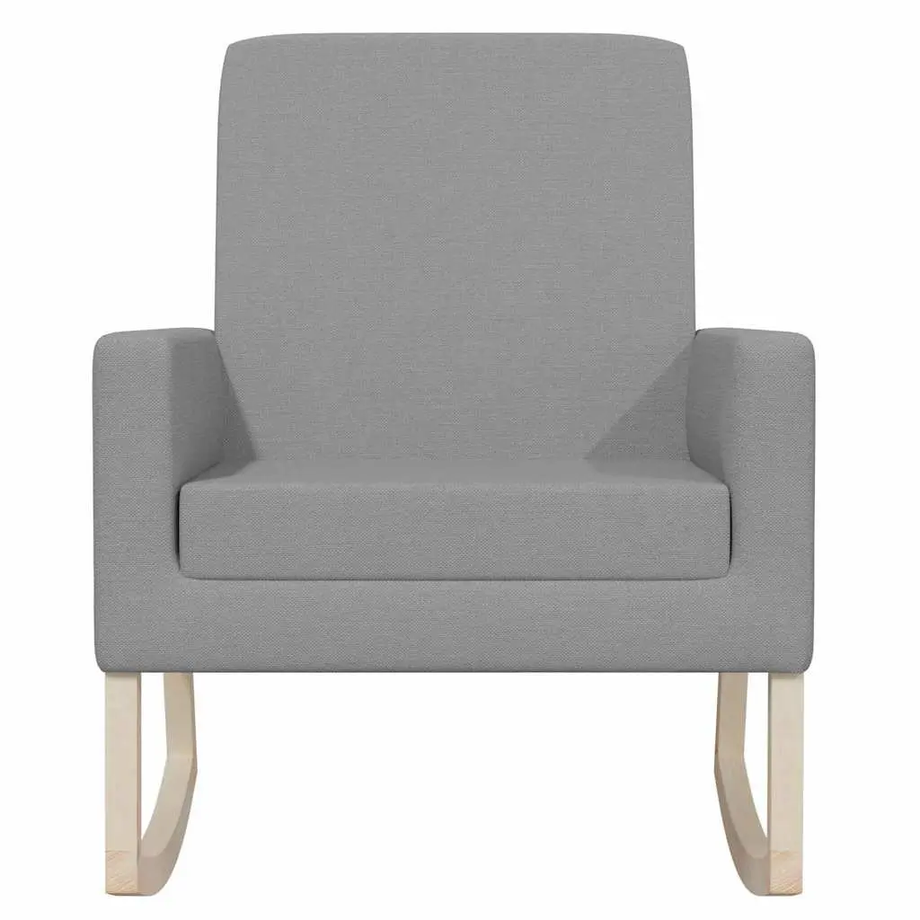 Grey Upholstered Rocking Chair Fabric Armchair with Wooden Frame