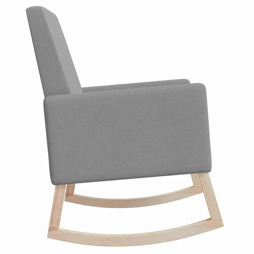 Grey Upholstered Rocking Chair Fabric Armchair with Wooden Frame