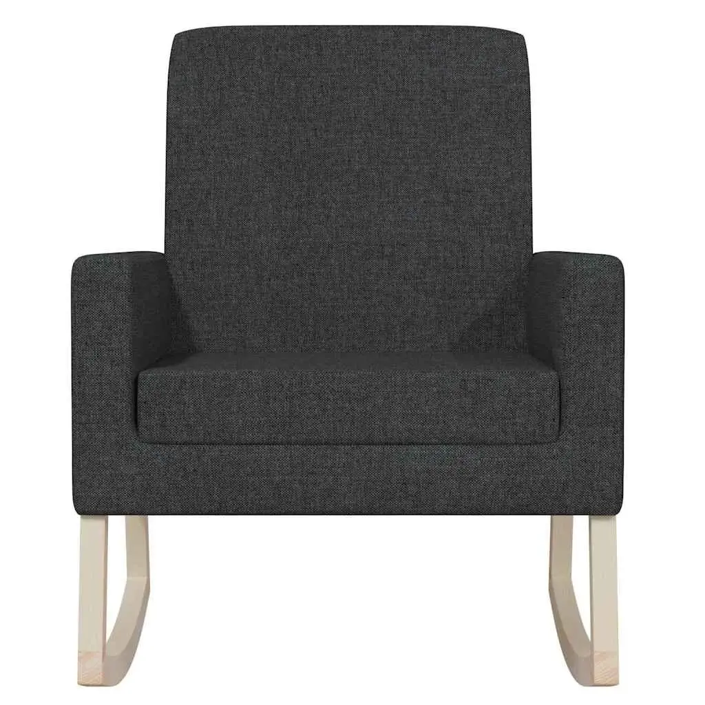 Rocking Chair Black Fabric Upholstered Armrest Living Room Lounge Seating