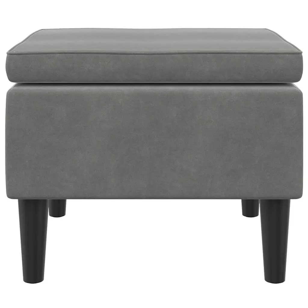 Stool Dark Grey Velvet Compact Soft Padded Seat Wooden Legs