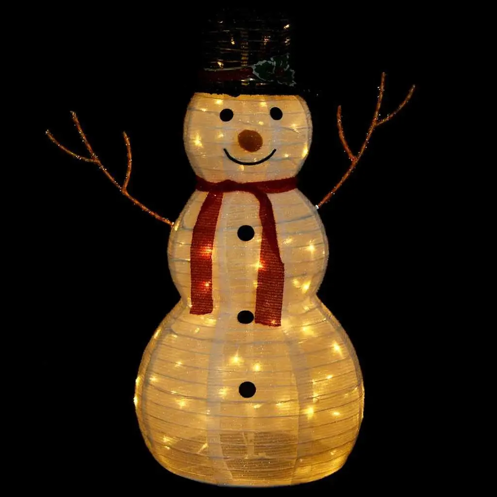 Snowman Decoration Figure 90cm Colorful with 90 LED Lights and 8 Lighting Effects for Festive Holiday Display
