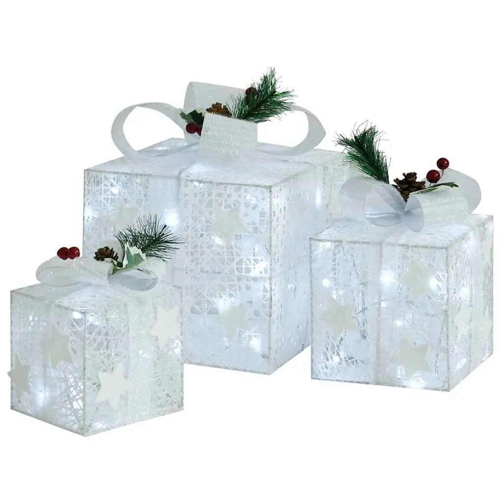 Decorative Gift Boxes White 3 Piece LED Lights 8 Effects Indoor Outdoor