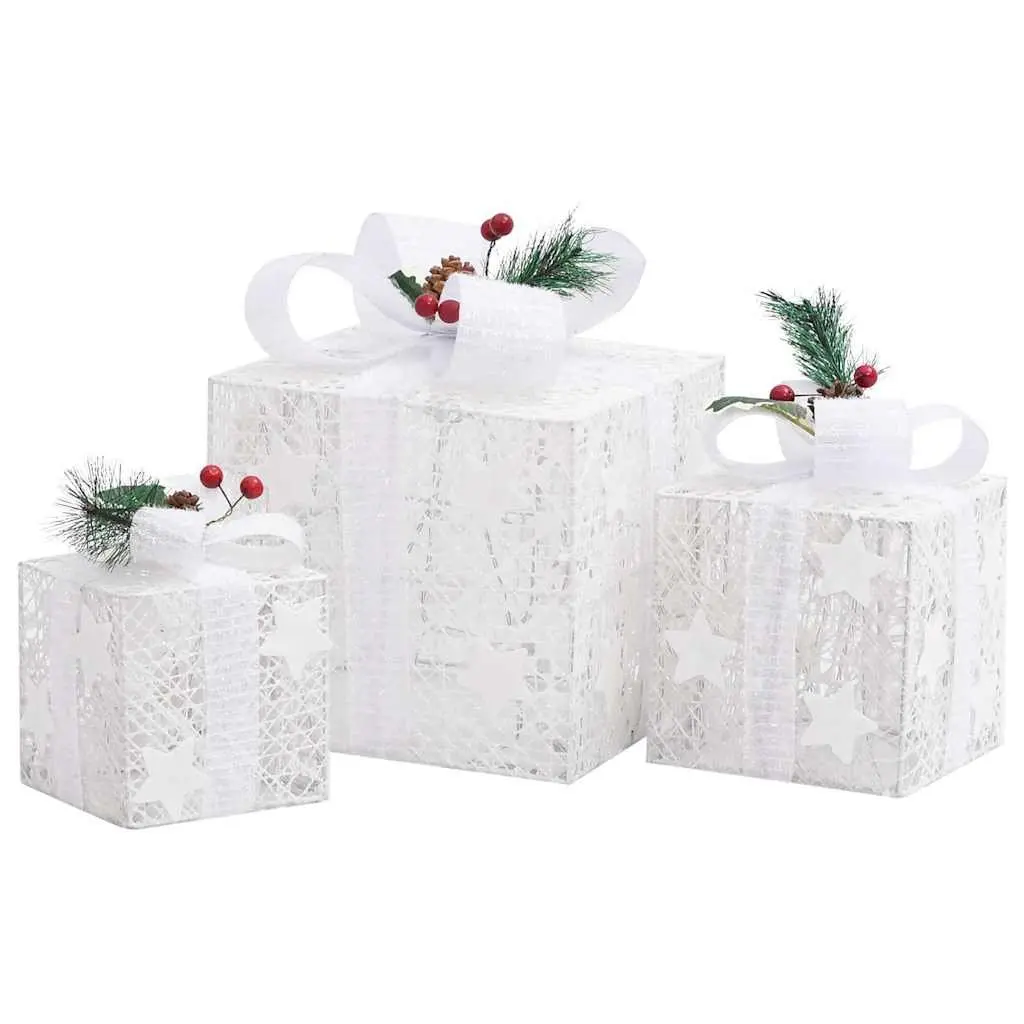 Decorative Gift Boxes White 3 Piece LED Lights 8 Effects Indoor Outdoor