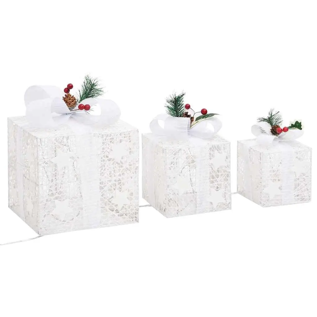 Decorative Gift Boxes White 3 Piece LED Lights 8 Effects Indoor Outdoor