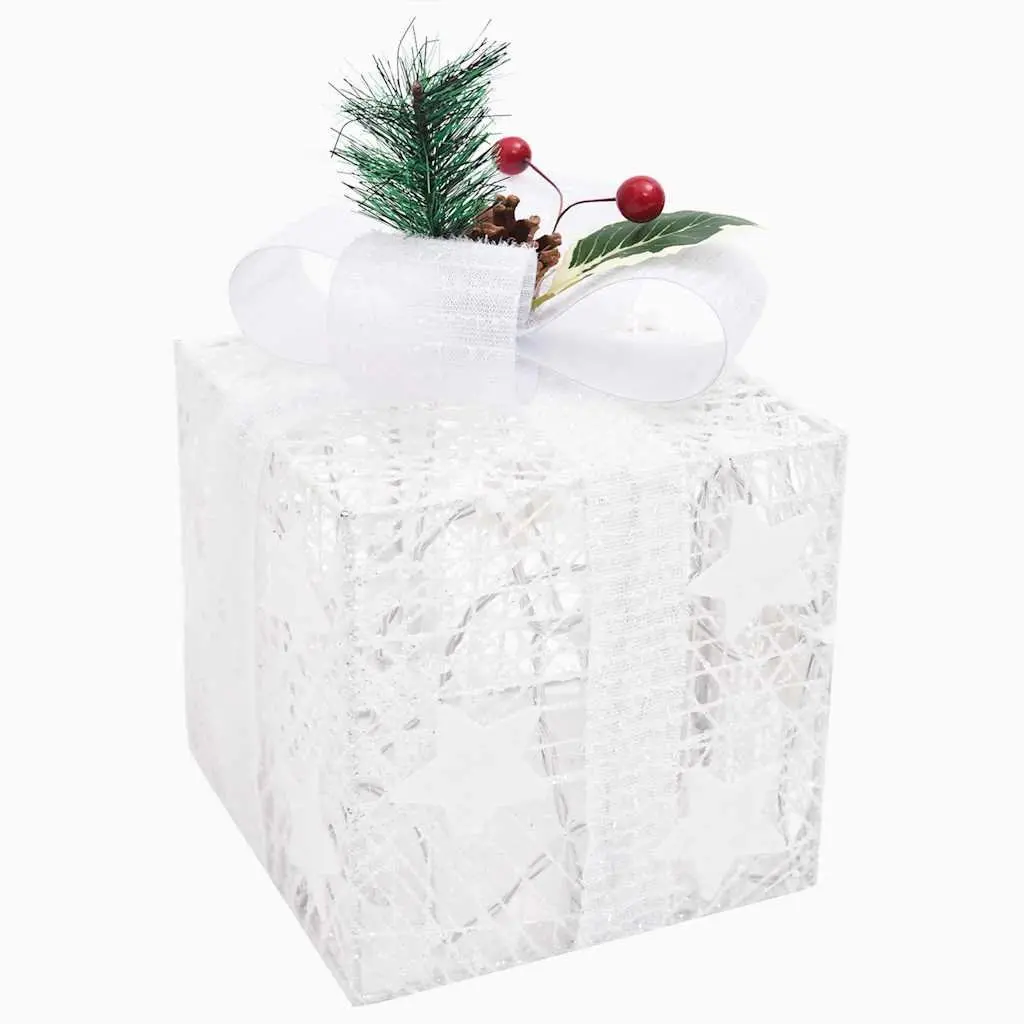 Decorative Gift Boxes White 3 Piece LED Lights 8 Effects Indoor Outdoor