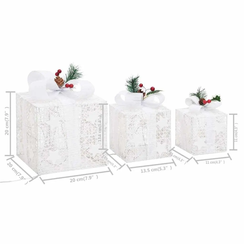 Decorative Gift Boxes White 3 Piece LED Lights 8 Effects Indoor Outdoor