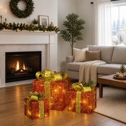 Red Christmas Gift Boxes with LED Lights
