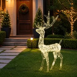 Compact 128cm Christmas Reindeer with LED Lighting