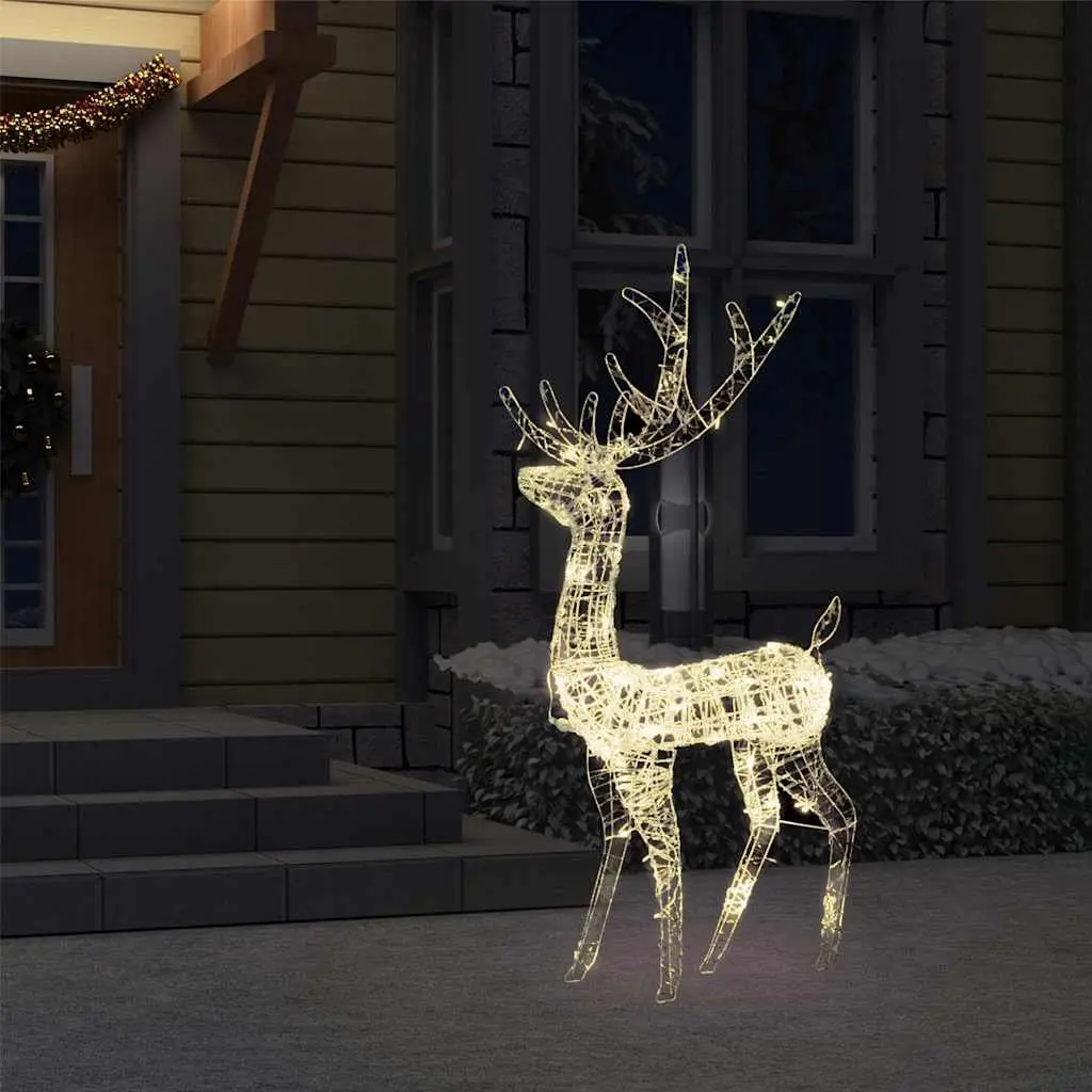 Standing Reindeer Acrylic Decoration Warm White 128cm Pre-lit with 140 LEDs