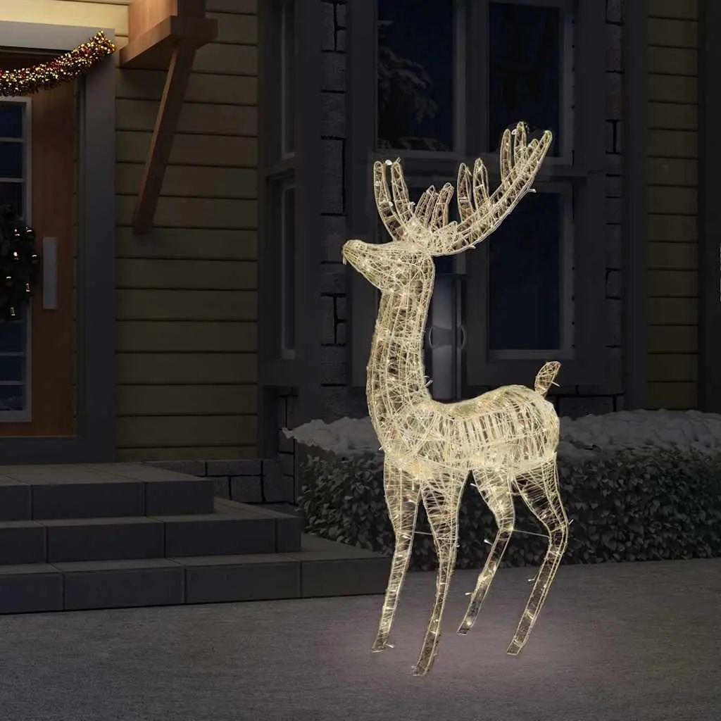 Christmas Reindeer Decoration Warm White 180cm Acrylic Outdoor 250 LED Lights
