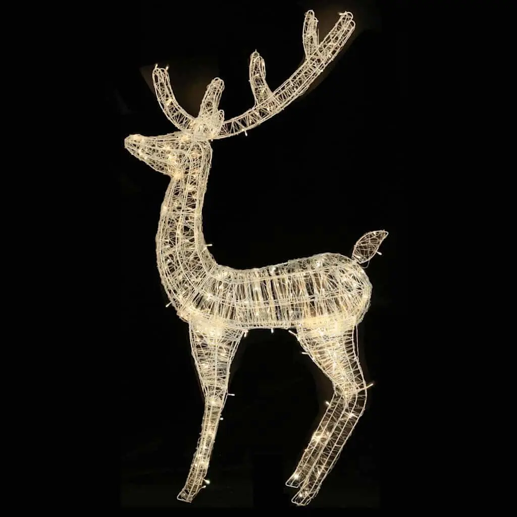 Christmas Reindeer Decoration Warm White 180cm Acrylic Outdoor 250 LED Lights