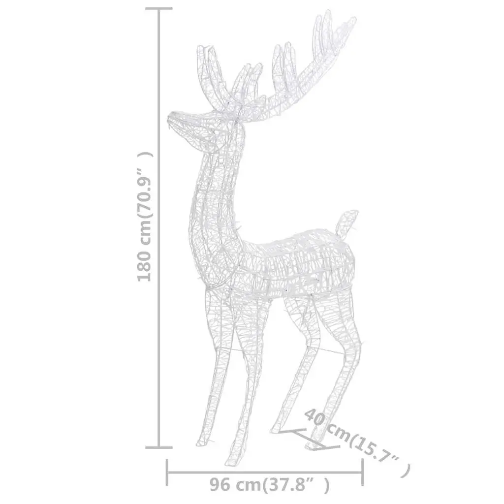 XXL Acrylic Christmas Reindeer Cold White 180cm Pre-lit with 250 LED Lights