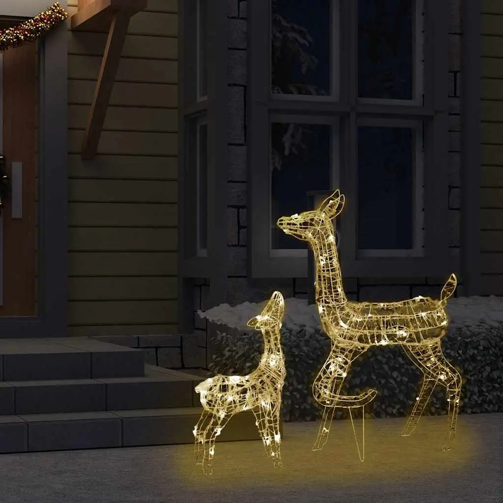 Acrylic Reindeer Family Christmas Decoration Warm White 160 LED Lights 8 Lighting Effects